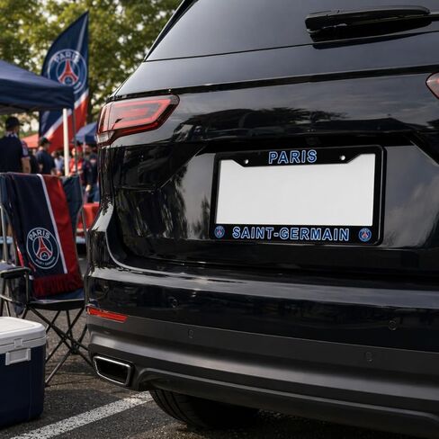License Plate Frame Cover for Paris Saint-Germain Fans – Black – 12.25" x 6.25" - Ideal Gift for Sports Fans & Supporters – Slim Design in Saudi Arabia