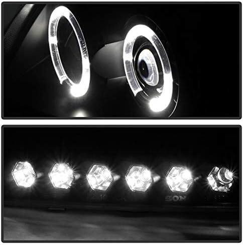 AKKON - للمصابيح الأمامية لجهاز العرض باللون الأسود المدخن 1997-2003 Ford F150 2004 Heritage Halo (6 LED) + مصباح أضواء خلفية in Kuwait