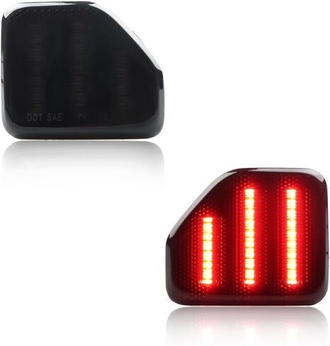 LED Rear Bumper Reflector Light for Je-ep 2018-up Wrangler JL Sahara Rubicon MOAB Trims ONLY, Smoked Lens 40-SMD Red LED Tail Brake Rear Fog Lamps Reflector Light Kit, 2 PCS in Saudi Arabia