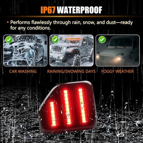 LED Rear Bumper Reflector Light for Je-ep 2018-up Wrangler JL Sahara Rubicon MOAB Trims ONLY, Smoked Lens 40-SMD Red LED Tail Brake Rear Fog Lamps Reflector Light Kit, 2 PCS in Saudi Arabia