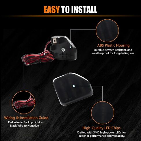LED Rear Bumper Reflector Light for Je-ep 2018-up Wrangler JL Sahara Rubicon MOAB Trims ONLY, Smoked Lens 40-SMD Red LED Tail Brake Rear Fog Lamps Reflector Light Kit, 2 PCS in Saudi Arabia