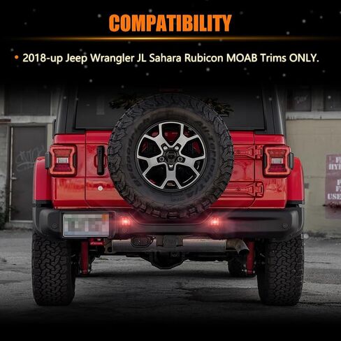 LED Rear Bumper Reflector Light for Je-ep 2018-up Wrangler JL Sahara Rubicon MOAB Trims ONLY, Smoked Lens 40-SMD Red LED Tail Brake Rear Fog Lamps Reflector Light Kit, 2 PCS in Saudi Arabia