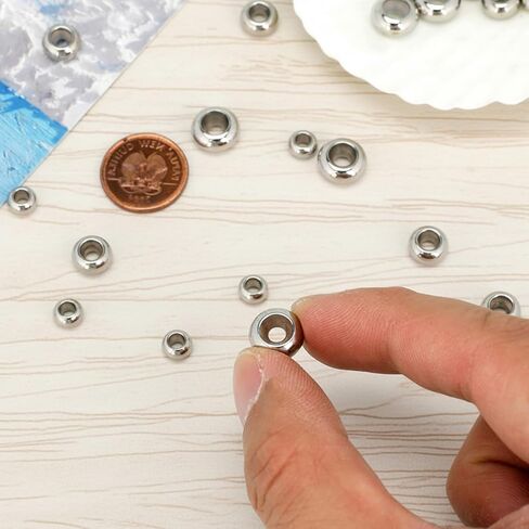 30 PCS Stopper Beads for Bracelets, Adjustable Stainless Steel Slider Beads for Jewelry Making, 7mm 8mm 10mm Stopper Bead for Bracelets Necklaces Chain DIY in Saudi Arabia