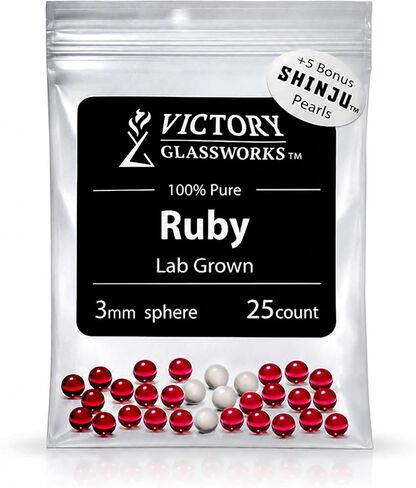 Synthetic Ruby Spheres, 3mm (25 Pack) + 5X 3mm Shinju Pearls Bonus, Precision Sphere Set for Jewelry Making, Beading, Crafts (No Hole) in Saudi Arabia