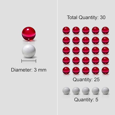 Synthetic Ruby Spheres, 3mm (25 Pack) + 5X 3mm Shinju Pearls Bonus, Precision Sphere Set for Jewelry Making, Beading, Crafts (No Hole) in Saudi Arabia