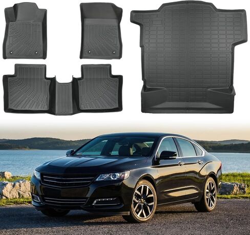 Car Floor Mats for Chevy Impala Gasoline 2014-2020,All Weather Protection TPE Full Set Durable Wear-Resistant Waterproof Custom Fit Easy Clean Pet Friendly with Cargo Liner in Saudi Arabia