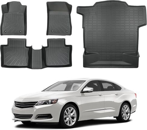 Car Floor Mats for Chevy Impala Gasoline 2014-2020,All Weather Protection TPE Full Set Durable Wear-Resistant Waterproof Custom Fit Easy Clean Pet Friendly with Cargo Liner in Saudi Arabia