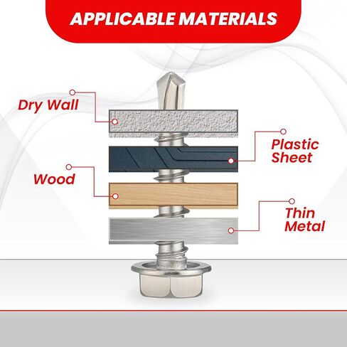 Truss Head Self Tapping Screws for Metal–Stainless Steel 410 – Pack of 250 (#8x1/2, #8x3/4,#8x1,#10x1,#10x1-1/2) – 5 Sizes Sheet Metal Screws –Self Drilling Screws –Rust & Wear Resistant in Saudi Arabia