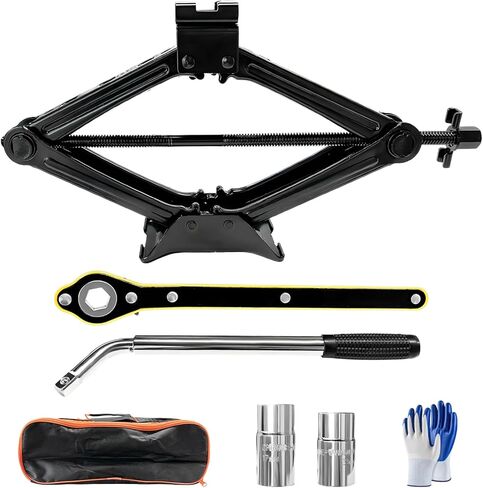 KVAEY Car Jack Kit, 2 Ton (4409 lbs) Scissor Jack Portable Tire Changing Tool with Lug Wrench, Heavy Duty Scissor Lift Jacks Universal Emergency Kit for Sedan SUV MPV, Car Accessories in Saudi Arabia