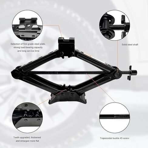 KVAEY Car Jack Kit, 2 Ton (4409 lbs) Scissor Jack Portable Tire Changing Tool with Lug Wrench, Heavy Duty Scissor Lift Jacks Universal Emergency Kit for Sedan SUV MPV, Car Accessories in Saudi Arabia
