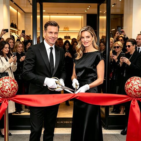 Grand Opening Ribbon Cutting Kit – 2 Embossed Gold Scissors, 2 Red Satin Ribbons, 1 Flower Ball, 2 White Gloves & 2 Blade Sheaths – Stainless Steel, Reusable for Inauguration, Store Launch & Gift in Saudi Arabia