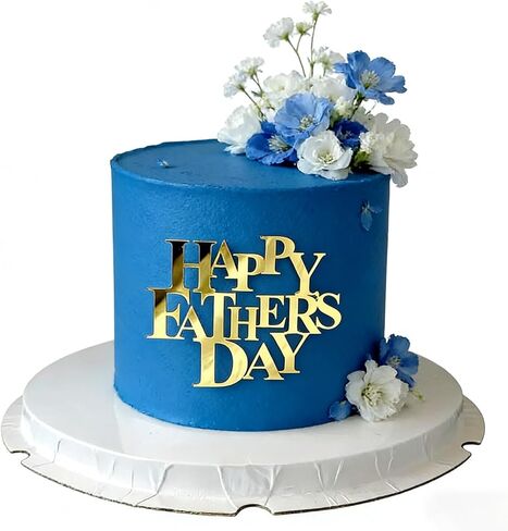 غلاف كعكة عيد الأب السعيد، غلاف كب كيك عيد الأب الذهبي الأكريليكي، تزيين الكيك بطابع عيد ميلاد الأب، لوازم تزيين الكيك الساحرة لحفلات عيد الأب (ذهبي أ) in Kuwait