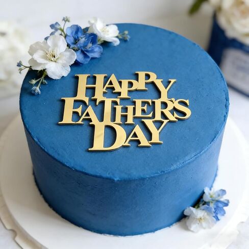 غلاف كعكة عيد الأب السعيد، غلاف كب كيك عيد الأب الذهبي الأكريليكي، تزيين الكيك بطابع عيد ميلاد الأب، لوازم تزيين الكيك الساحرة لحفلات عيد الأب (ذهبي أ) in Kuwait