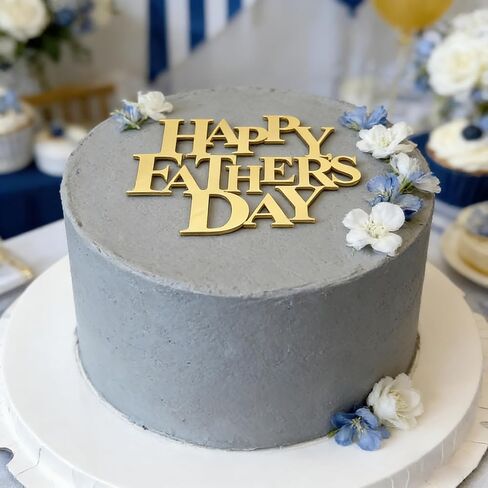 غلاف كعكة عيد الأب السعيد، غلاف كب كيك عيد الأب الذهبي الأكريليكي، تزيين الكيك بطابع عيد ميلاد الأب، لوازم تزيين الكيك الساحرة لحفلات عيد الأب (ذهبي أ) in Kuwait