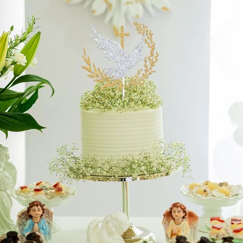 Glitter Holy Dove Cross Cake Topper, Baptism, First Holy Communion, Confirmation, Christian Wedding, Religious Baby Shower 1st Birthday Party Decorations in Saudi Arabia