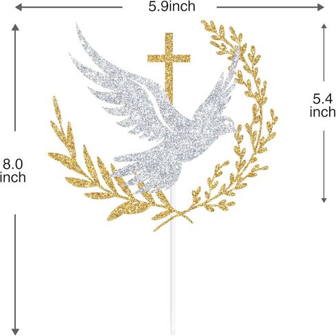 Glitter Holy Dove Cross Cake Topper, Baptism, First Holy Communion, Confirmation, Christian Wedding, Religious Baby Shower 1st Birthday Party Decorations in Saudi Arabia