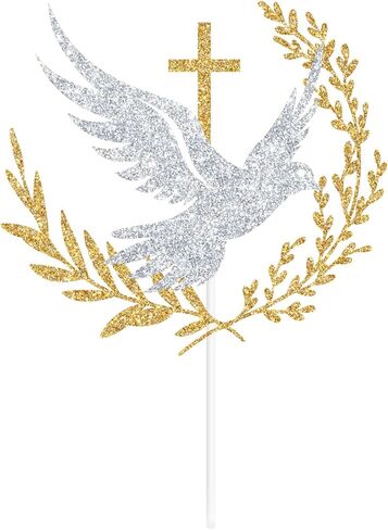 Glitter Holy Dove Cross Cake Topper, Baptism, First Holy Communion, Confirmation, Christian Wedding, Religious Baby Shower 1st Birthday Party Decorations in Saudi Arabia
