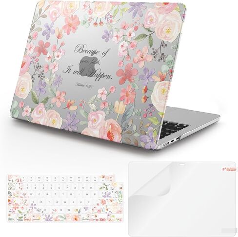 iCasso for M5 MacBook Air 13 inch Case 2026 2025-2022,M4 M3 M2 Model A3449 A3240 A3113 A2681, Floral Christian Hard Shell Case for Mac Air 13.6"+Keyboard Cover + Screen Protector, Positive Quotes in Kuwait