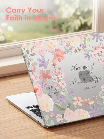 iCasso for M5 MacBook Air 13 inch Case 2026 2025-2022,M4 M3 M2 Model A3449 A3240 A3113 A2681, Floral Christian Hard Shell Case for Mac Air 13.6"+Keyboard Cover + Screen Protector, Positive Quotes in Kuwait