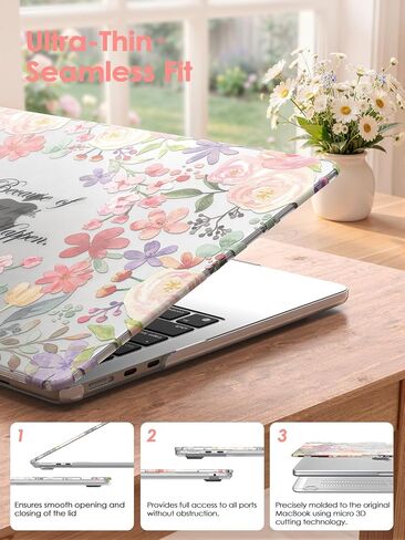 iCasso for M5 MacBook Air 13 inch Case 2026 2025-2022,M4 M3 M2 Model A3449 A3240 A3113 A2681, Floral Christian Hard Shell Case for Mac Air 13.6"+Keyboard Cover + Screen Protector, Positive Quotes in Kuwait
