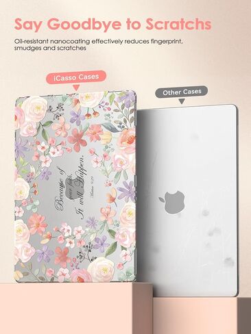 iCasso for M5 MacBook Air 13 inch Case 2026 2025-2022,M4 M3 M2 Model A3449 A3240 A3113 A2681, Floral Christian Hard Shell Case for Mac Air 13.6"+Keyboard Cover + Screen Protector, Positive Quotes in Kuwait