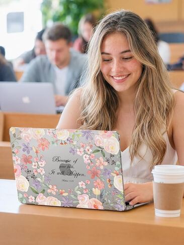 iCasso for M5 MacBook Air 13 inch Case 2026 2025-2022,M4 M3 M2 Model A3449 A3240 A3113 A2681, Floral Christian Hard Shell Case for Mac Air 13.6"+Keyboard Cover + Screen Protector, Positive Quotes in Kuwait