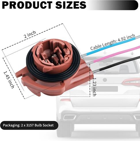 2PCS 3157 Bulb Socket,OEM#15306147,LS92 Turn Signal Socket Compatible with Chevrolet & GMC,Tail Light Sockets/Brake Light Sockets for 4157,3155,3357 Lights Bulbs Replacement in Saudi Arabia