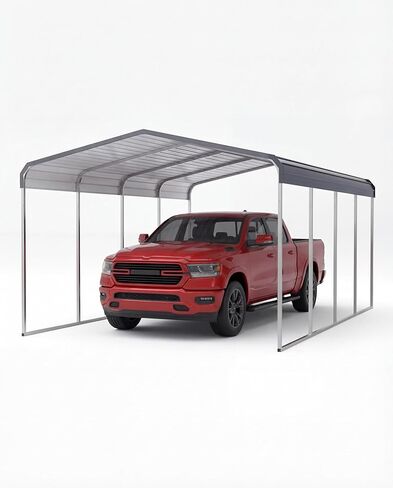 GarveeLife 10 x 15 Ft Heavy Duty Metal Carport with Metal Roof, Oversized Car Port Shelter for Trucks Boats Tractors, Outdoor Vehicle Cover for Driveway Yard in Kuwait
