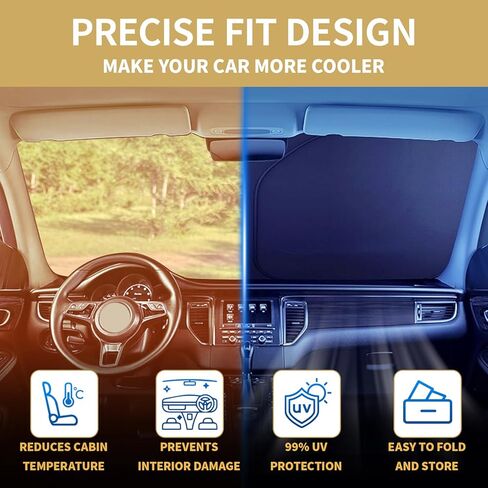 Front Windshield Sun Shade Thickened 2-Layer Compatible with Nissan Maxima Foldable Sunshade Custom Fit Sun Visor Keeps Car Interior Cool Blocks UV Rays (for Nissan Maxima) in Saudi Arabia