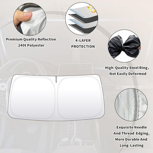 Front Windshield Sun Shade Thickened 2-Layer Compatible with Nissan Maxima Foldable Sunshade Custom Fit Sun Visor Keeps Car Interior Cool Blocks UV Rays (for Nissan Maxima) in Saudi Arabia