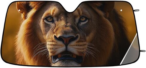 Windshield Sun Shade Car Sunshade Foldable Lion Yellow Golden Sunshades Keep Car Interior Cool for Cars & Truck Sblocks UV Rays 55"*27.5" in Kuwait
