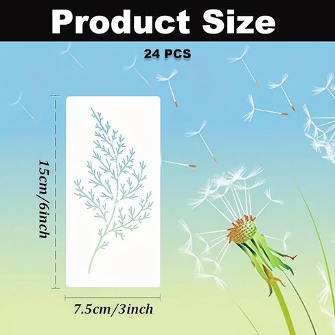 24 Sheets Reusable Wildflower Stencils for Painting, Washable PET Floral Painting Templates, Leaf Vine & Floral Designs Stencils for Wood, Canvas, Furniture Art, Home Decor & DIY Crafts, 5.9" ×2.95" in Saudi Arabia