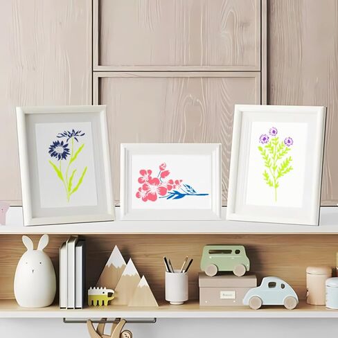24 Sheets Reusable Wildflower Stencils for Painting, Washable PET Floral Painting Templates, Leaf Vine & Floral Designs Stencils for Wood, Canvas, Furniture Art, Home Decor & DIY Crafts, 5.9" ×2.95" in Saudi Arabia