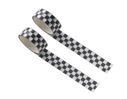 2Pcs Black White Decorative Washi Tape Compact Checkerboard Pattern Paper Tape DIY Fade-Resistant Arts Black and White Washi Tape and Crafts Tape Arts and Crafts Tape Adhesives in Saudi Arabia