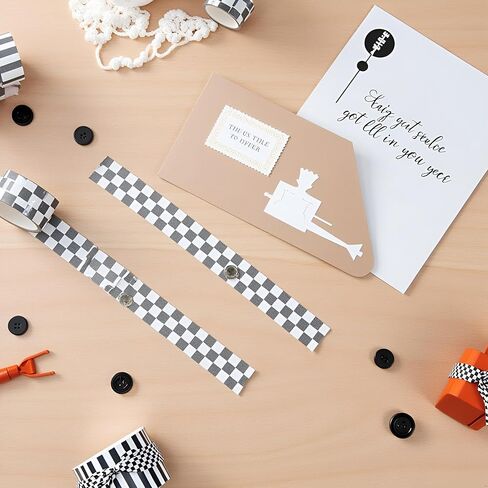 2Pcs Black White Decorative Washi Tape Compact Checkerboard Pattern Paper Tape DIY Fade-Resistant Arts Black and White Washi Tape and Crafts Tape Arts and Crafts Tape Adhesives in Saudi Arabia