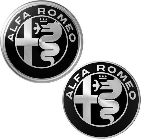 for Alfa Romeo Front and Rear Car Badge Emblems, Silver and Black Logo Decorative Stickers for Giulia Stelvio, Exterior Accessories in Saudi Arabia