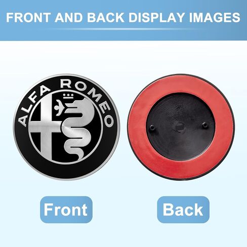 for Alfa Romeo Front and Rear Car Badge Emblems, Silver and Black Logo Decorative Stickers for Giulia Stelvio, Exterior Accessories in Saudi Arabia