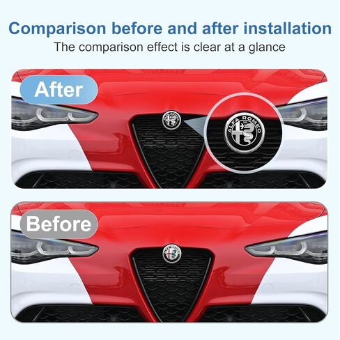 for Alfa Romeo Front and Rear Car Badge Emblems, Silver and Black Logo Decorative Stickers for Giulia Stelvio, Exterior Accessories in Saudi Arabia