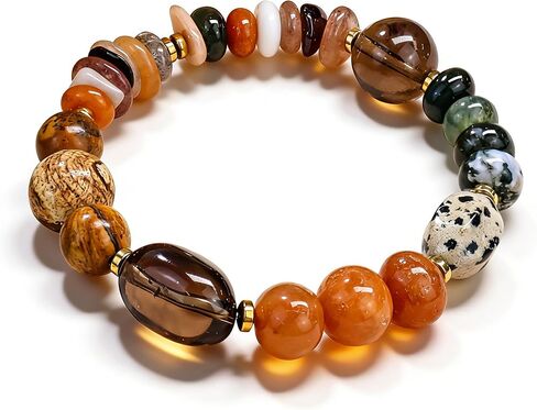 Boho Colorful Beaded Bracelets for Women,Chunky Handmade Gemstone Bead Bracelet Jewelry,Bohemian Natural Stone Beads Stretch Bracelet, Healing Crystals|Chakra Bracelets|Unique Gifts for Women in Saudi Arabia