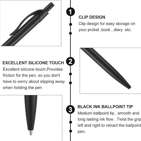 Kifmurase 100PCS Pen Bulk, Black Click Pens, Wholesale Retractable Ballpoint Pens with Comfortable Grip, Medium Point Smooth 1.0MM Black Ink Pen for Journaling School and Office in Saudi Arabia