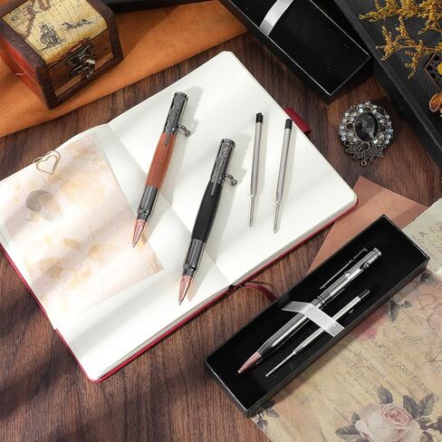 3 Sets Bolt Bullet Pens for Men Bullet Pen for Collector Lover with Gift Box and Black Ink Refills Christmas Thanksgiving Party Gifts (Wood Gray Black) in Saudi Arabia