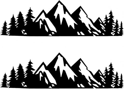 2PCS Snow Mountain Tree Stickers for Car, 7" × 2" Mountain Graphic Window Decals, Badge Decal for Car Trunk Tailgate Emblem, Auto Decor Accessories, Universal for Sedan, SUV (Black) in Saudi Arabia