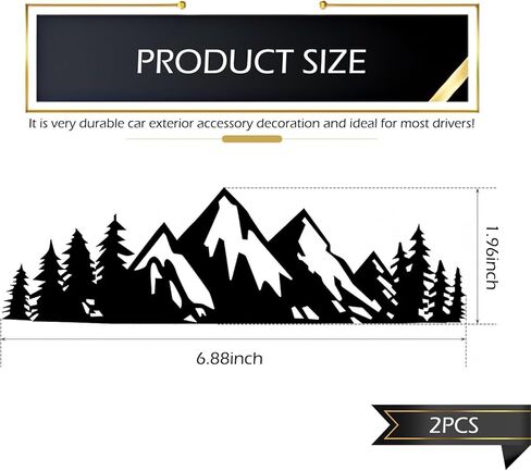 2PCS Snow Mountain Tree Stickers for Car, 7" × 2" Mountain Graphic Window Decals, Badge Decal for Car Trunk Tailgate Emblem, Auto Decor Accessories, Universal for Sedan, SUV (Black) in Saudi Arabia