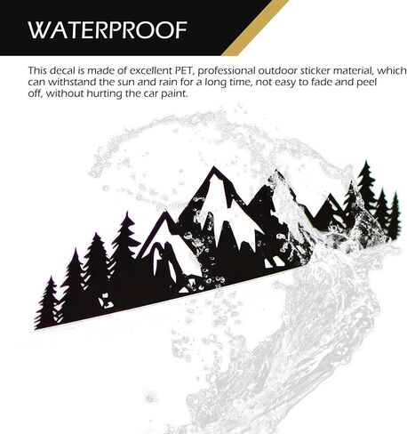 2PCS Snow Mountain Tree Stickers for Car, 7" × 2" Mountain Graphic Window Decals, Badge Decal for Car Trunk Tailgate Emblem, Auto Decor Accessories, Universal for Sedan, SUV (Black) in Saudi Arabia