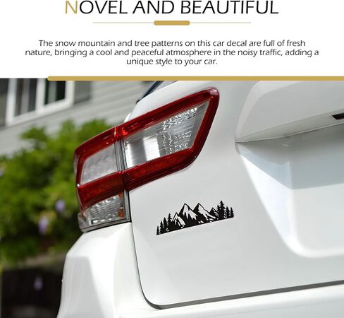 2PCS Snow Mountain Tree Stickers for Car, 7" × 2" Mountain Graphic Window Decals, Badge Decal for Car Trunk Tailgate Emblem, Auto Decor Accessories, Universal for Sedan, SUV (Black) in Saudi Arabia