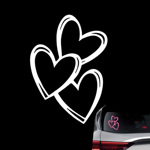 Car Heart Decal Sticker, Waterproof Vinyl Car Heart-Shaped Decal, Self-Adhesive Romantic Automotive Body Decor Sticker, Universal for Cars, Trucks, Tables, Walls (Pink) in Saudi Arabia
