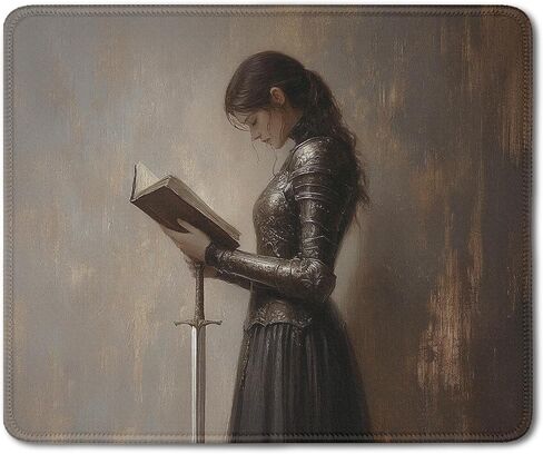 Dark Academia Knight Woman Reading Book Mouse Pad, Book Lover Gifts, Vintage Medieval Bookish Mouse Pads Mousepad for Home Office Dorm Computers Laptop Supplies Desk Accessories, 9.5x7.9 Inch in Saudi Arabia