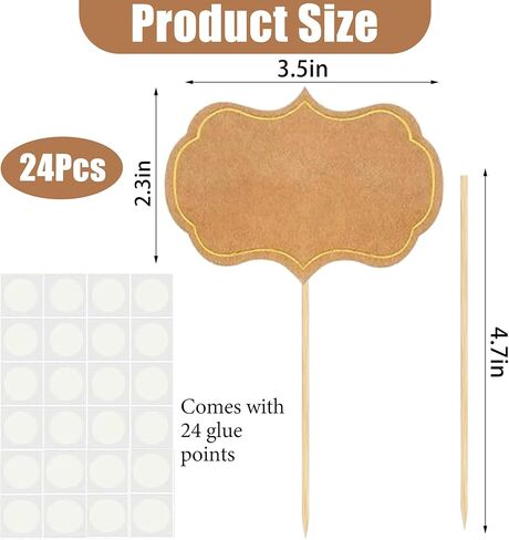 24 pcs Cupcake Toppers, Blank Toothpick Flags Cake Toppers Cheese Markers for Party Buffet, Cake Toppers, Appetizer Signs Suitable for Wedding Birthday Party Decor - Brown in Kuwait