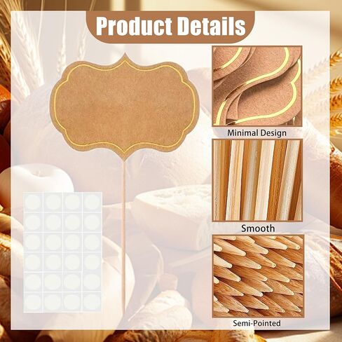 24 pcs Cupcake Toppers, Blank Toothpick Flags Cake Toppers Cheese Markers for Party Buffet, Cake Toppers, Appetizer Signs Suitable for Wedding Birthday Party Decor - Brown in Kuwait