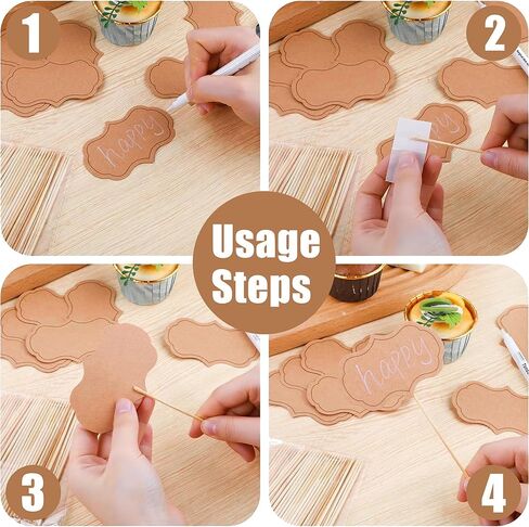 24 pcs Cupcake Toppers, Blank Toothpick Flags Cake Toppers Cheese Markers for Party Buffet, Cake Toppers, Appetizer Signs Suitable for Wedding Birthday Party Decor - Brown in Kuwait